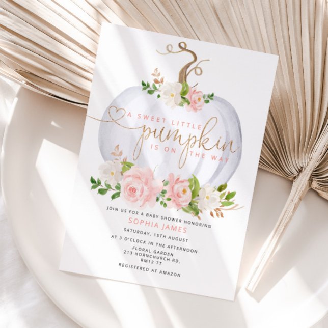 Blush Pumpkin baby shower girl Invitation (Creator Uploaded)