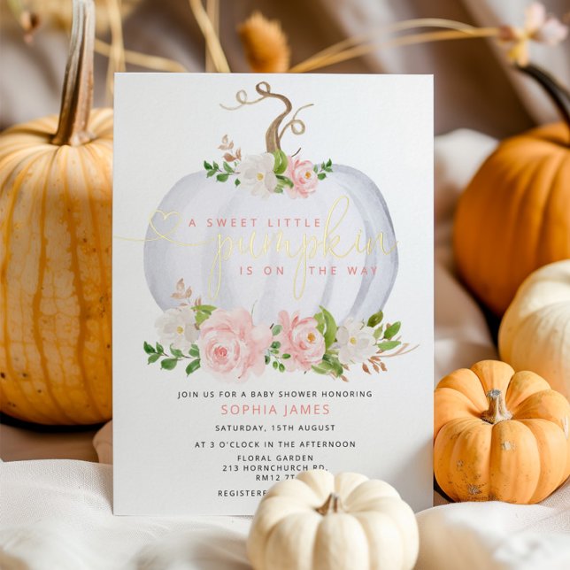 Blush Pumpkin baby shower girl Invitation (Creator Uploaded)