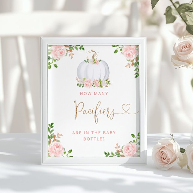 Blush pumpkin floral guess how many pacifiers poster (Creator Uploaded)