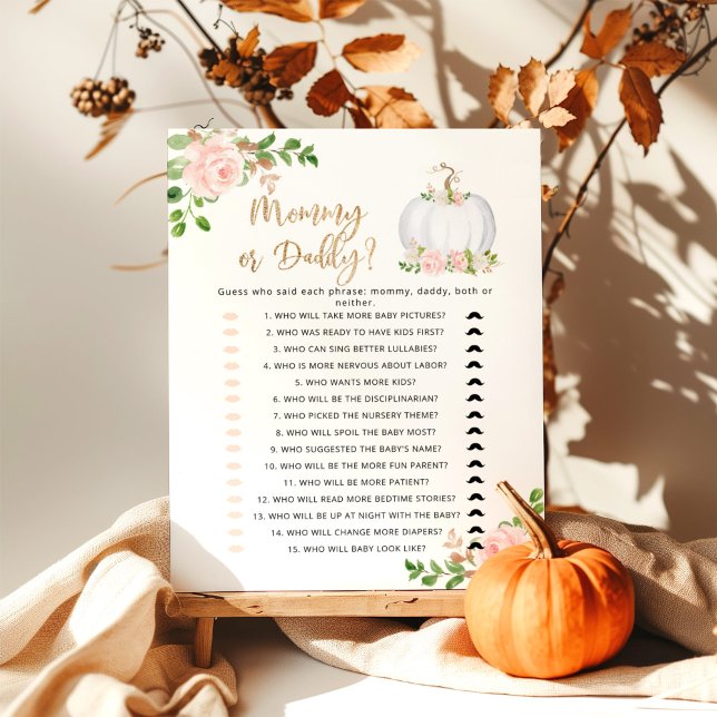 Blush Pumpkin mummy or daddy baby shower game (Creator Uploaded)