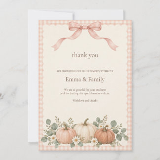 Blush Pumpkin Shower Thank You Card