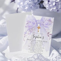 Blush Purple Bow Rose Floral Girl First Communion