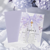 Blush Purple Bow Rose Floral Girl First Communion