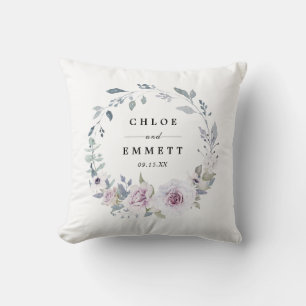Blush Purple Floral Bridal Wedding Couple Cushion