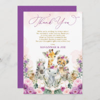 Blush Purple Floral Jungle Safari Girl Baby Shower