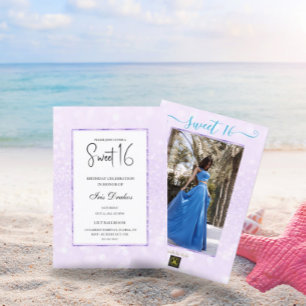 Blush purple glitter elegant chic Sweet 16  Invitation