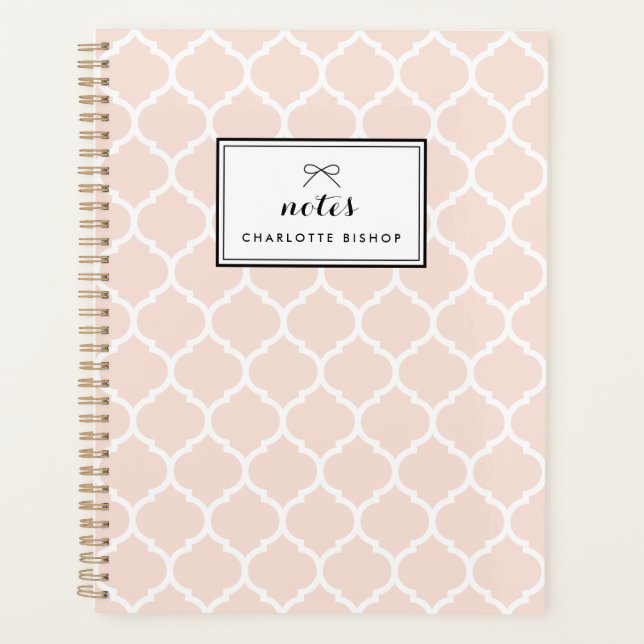 Blush Quatrefoil Pattern Personalised Planner (Front)