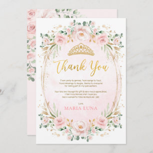 Blush Quinceañera 15th Birthday Thank You Card