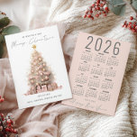Blush Quirky Tree 2026 Calendar Merry Christmas Holiday Card<br><div class="desc">Blush Quirky Tree 2026 Calendar Merry Christmas is in a stylish set handwritten style script. Available digitally or printed. With a handy 2026 calendar on the back for your recipients and Happy New Year greeting. The grey typography can be changed to another colour if you wish via the edit further...</div>