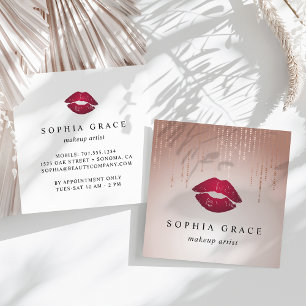 Blush Rain Makeup Artist Lips Square Business Card