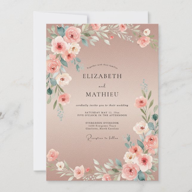 Blush Ranunculus Painted Wedding Invitation (Front)
