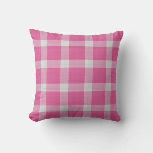 Blush Red Checkered Gingham Plaid Cushion