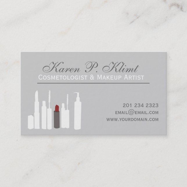 Blush, Red Lipstick, Cosmetics MakeUP Artist Appointment Card (Front)