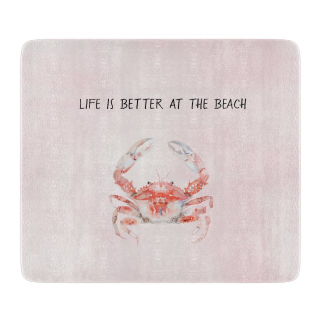 Blush Red Ocean Crab Cutting Board (Front)