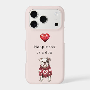 Blush Red Sweater White Hearts Happiness is a dog