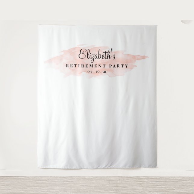 Blush Retirement Party Backdrop, Photo Booth Prop Tapestry (Front)
