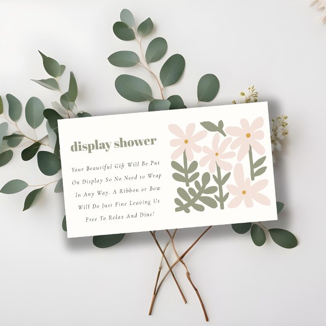 Blush Retro Floral Display Shower Baby Shower Enclosure Card (Creator Uploaded)