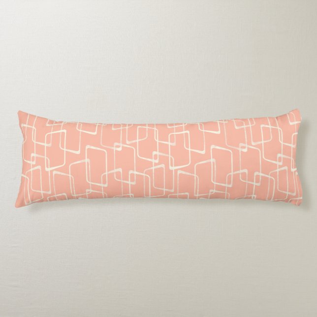 Blush Retro Lino Print Geometric Pattern Body Cushion (Front)