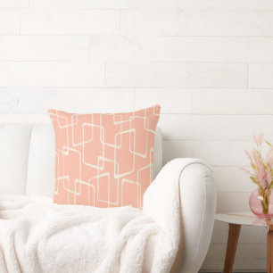 Blush Retro Lino Print Geometric Pattern Cushion