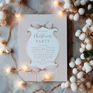 Blush Ribbon Christmas Invitation