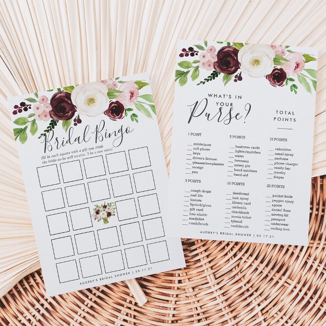 Blush Romance Double-Sided Bridal Shower Game Card (Creator Uploaded)