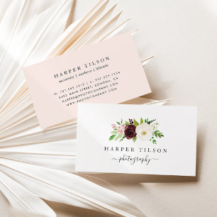 Blush Romance Floral Logo Business Card