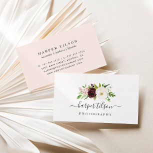 Blush Romance Floral Logo Business Card