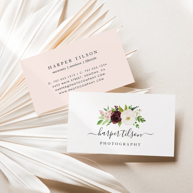 Blush Romance Floral Logo Business Card (Creator Uploaded)