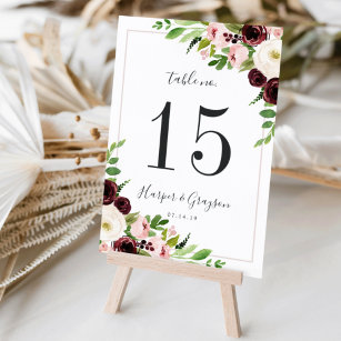 Blush Romance   Personalised Table Number Card