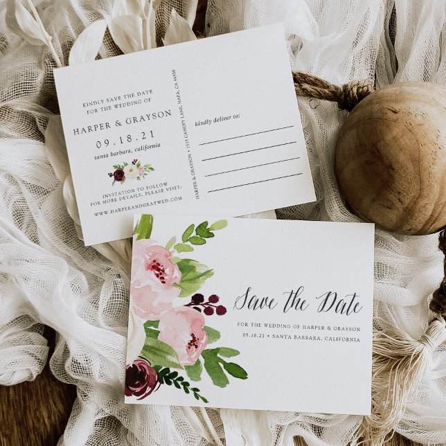 Blush Romance Save the Date Announcement Postcard (Creator Uploaded)