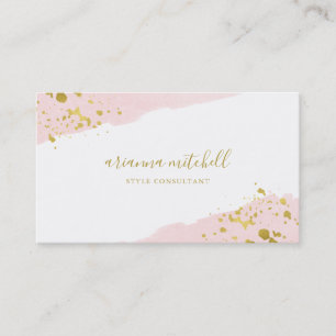 Blush Romance Watercolor and Gold Script Business Card