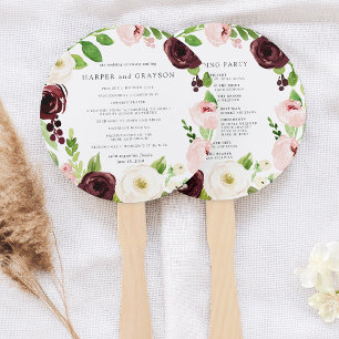 Blush Romance Wedding Program Hand Fan