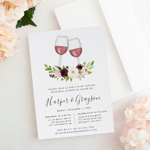 Blush Romance Wine Tasting Rehearsal Dinner Invitation