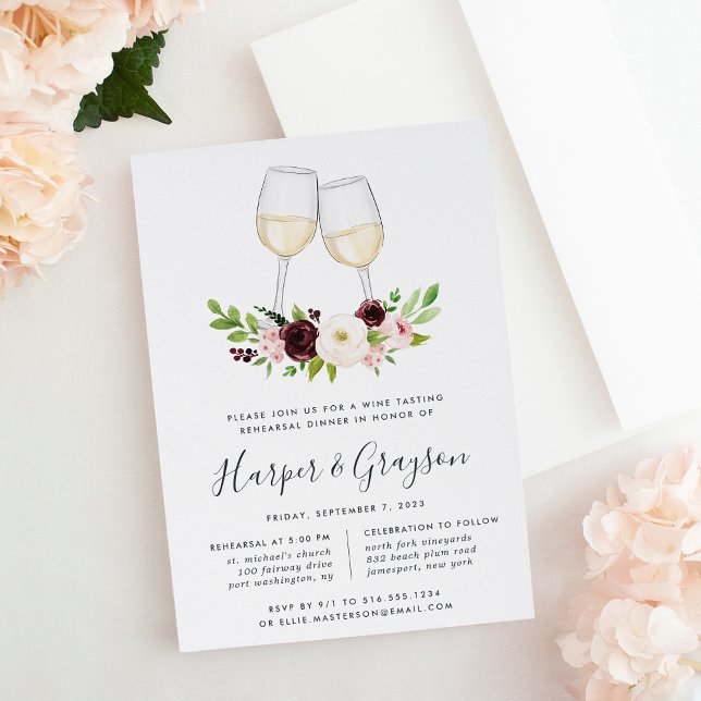 Blush Romance Wine Tasting Rehearsal Dinner Invitation (Creator Uploaded)