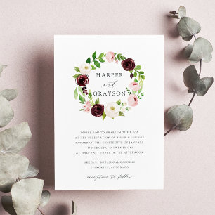 Blush Romance Wreath Wedding Invitation