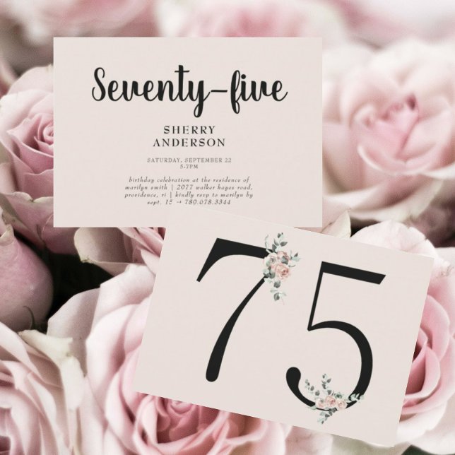 Blush Rose 75th Birthday Party Invitation (Creator Uploaded)
