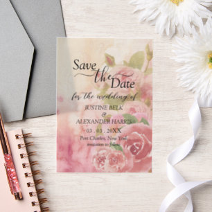 Blush Rose Botanical Save the Date Vellum Invitations