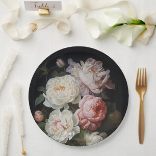 Blush Rose Classic Dutch Moody Baroque Wedding Paper Plate