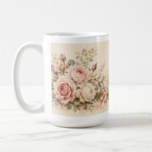 Blush Rose Cottage Garden Watercolor Coffee Mug