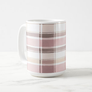 Blush Rose Cream Brown Stripes Bridal Shower Coffee Mug