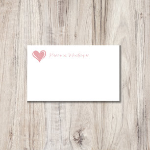 Blush Rose Decorative Heart Chic Name Note Card