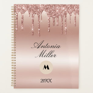 Blush Rose Dripping Glitter Metallic Shine Planner