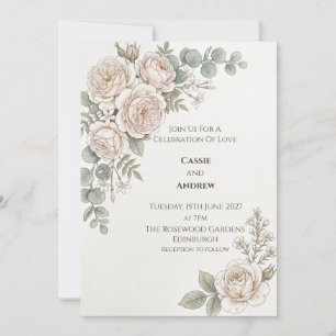 Blush Rose Eucalyptus Botanical Wedding Invitation