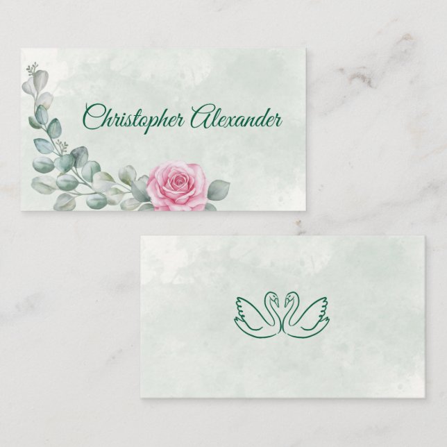 Blush Rose & Eucalyptus Wedding Place Card (Front/Back)
