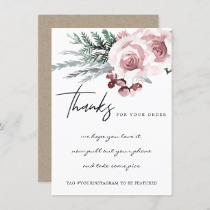 BLUSH ROSE FLORAL BERRY CORPORATE BUSINESS LOGO THANK YOU CARD