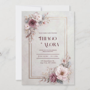 Blush Rose Floral Wedding  Invitation