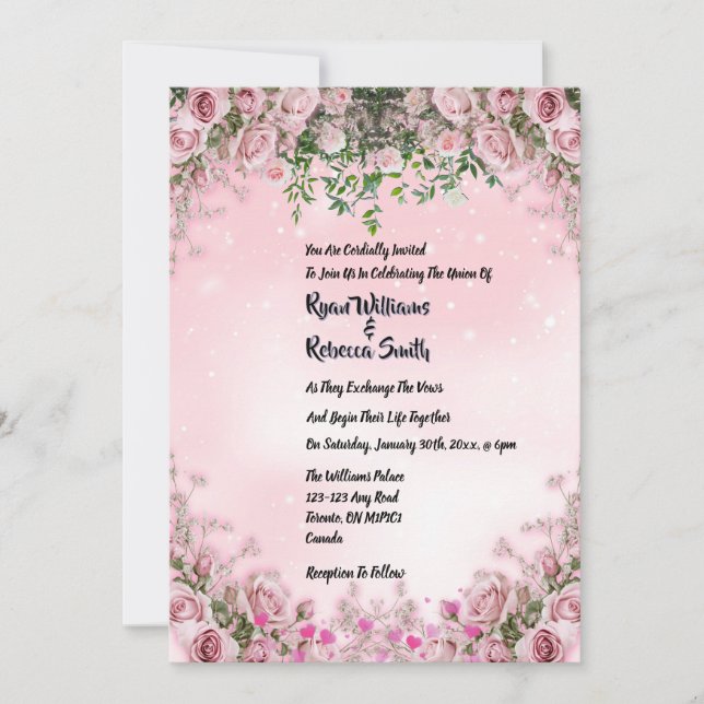 - Blush Rose Floral Wedding Invitation (Front)