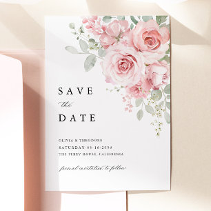 Blush Rose Floral Wedding Save The Date