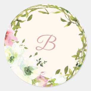 Blush rose floral wedding sticker 