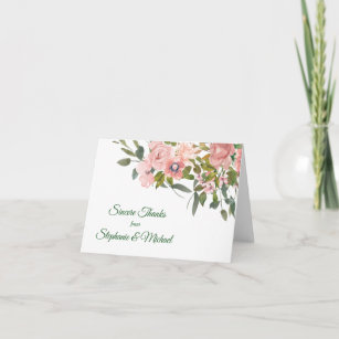 Blush Rose Floral Wedding Thank You Card